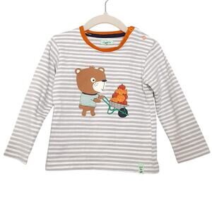 Lilly + Sid Pumpkin Patch Teddy Bear Long Sleeve Shirt Gray Stripe Baby 18-24mo